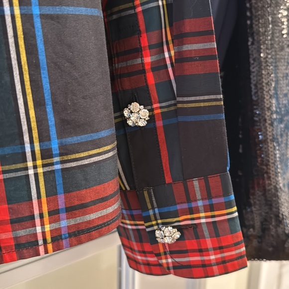 NWT JCrew Holiday top with jewel buttons in Stewart tartan Organic cotton Sz S - Picture 7 of 9